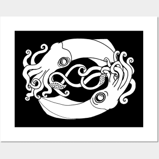 Squid in a knot (white) Posters and Art